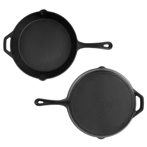 12" Pre-Seasoned Cast Iron Skillet Oven Safe Non-Stick Surface