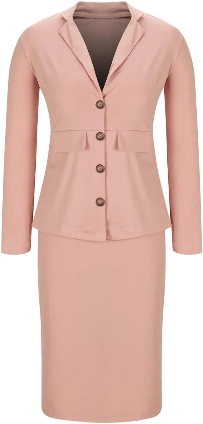 Aniywn Business Suits for Women 2025 Skirt Long Sleeve Blazer Jacket Skirts Sets 2 Piece Office Business Work Skirt Suit Set