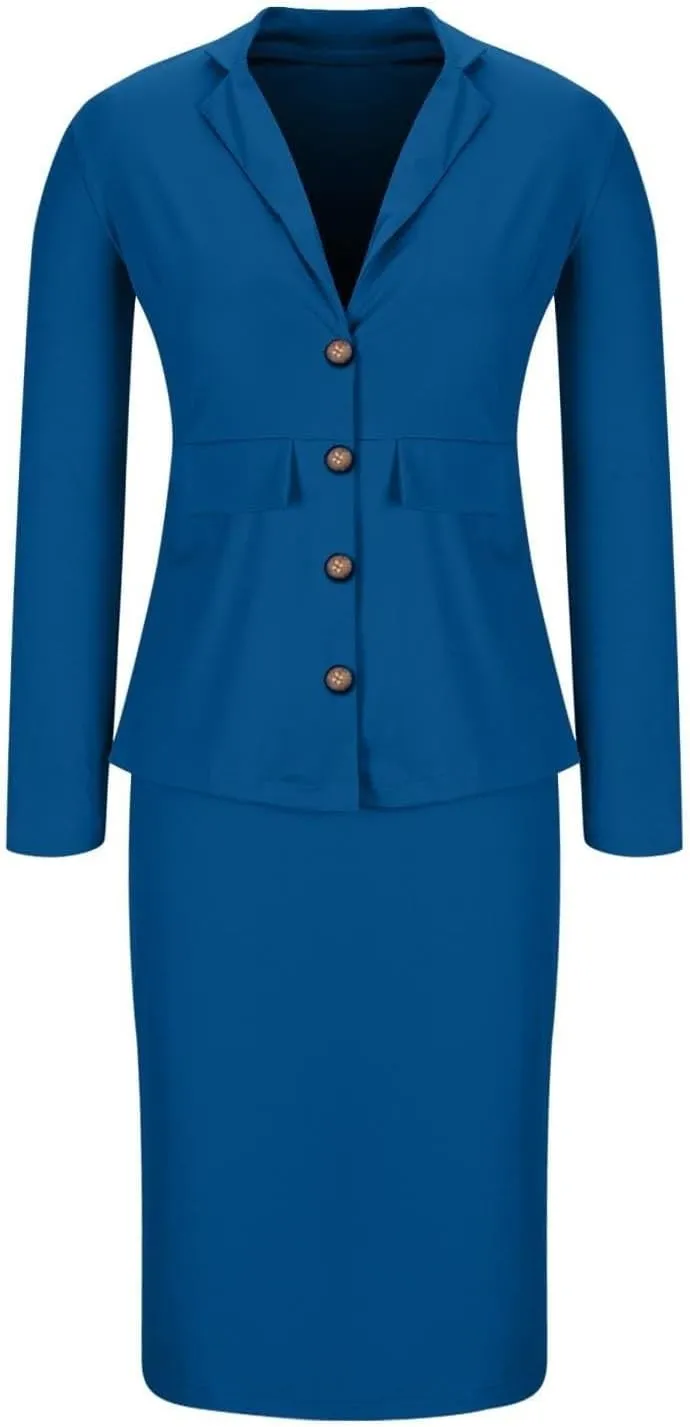 Aniywn Business Suits for Women 2025 Skirt Long Sleeve Blazer Jacket Skirts Sets 2 Piece Office Business Work Skirt Suit Set