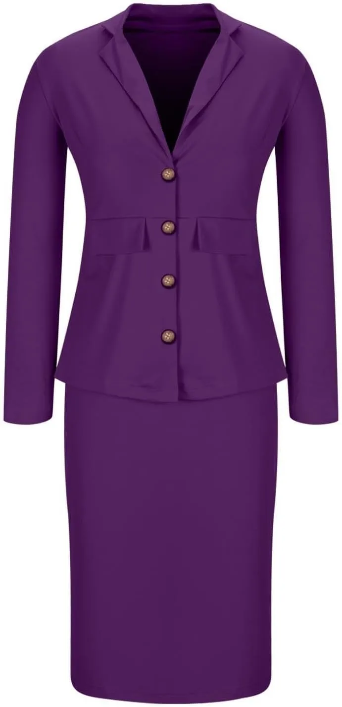 Aniywn Business Suits for Women 2025 Skirt Long Sleeve Blazer Jacket Skirts Sets 2 Piece Office Business Work Skirt Suit Set