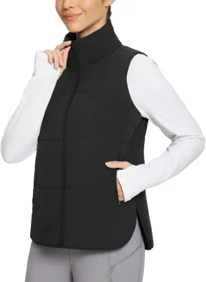 baleaf Women's Lightweight Puffer Vest Running Sleeveless Jacket Fall Winter Warm Vests Stand Collar