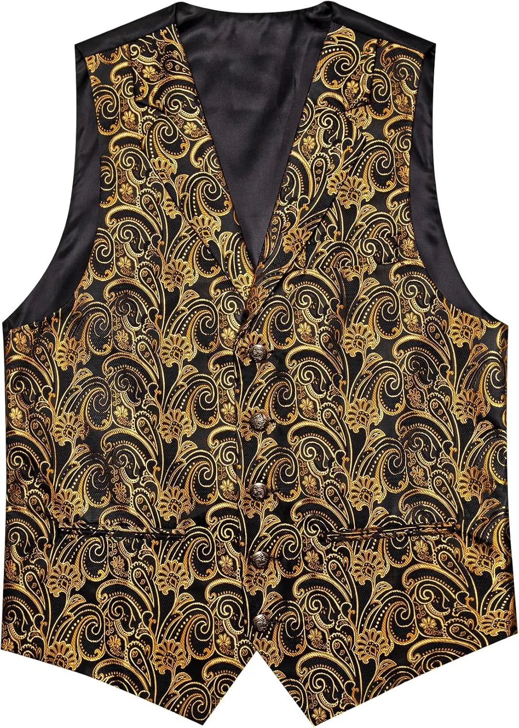 Barry.Wang Mens Silk Lapel/Shawl Collar Vest Tie Sleeve Holder Set Formal/Casual Paisley Vests Wedding Tuxedo Waistcoat