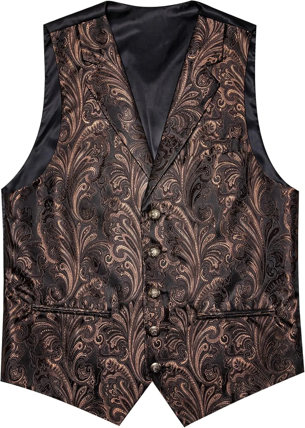 Barry.Wang Mens Silk Lapel/Shawl Collar Vest Tie Sleeve Holder Set Formal/Casual Paisley Vests Wedding Tuxedo Waistcoat