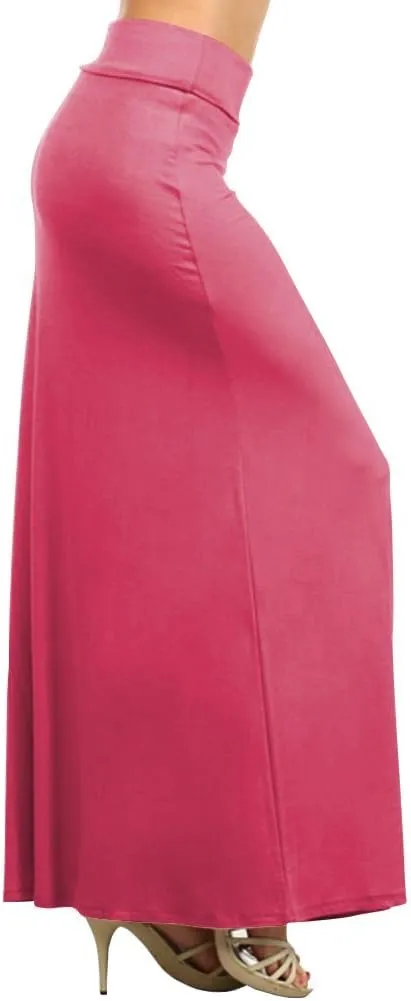 Belle Donne- Maxi Skirt, Women's Maxi Skirt Stretchy Full Length Skirt, Solid Color Long Womens Fall Skirts
