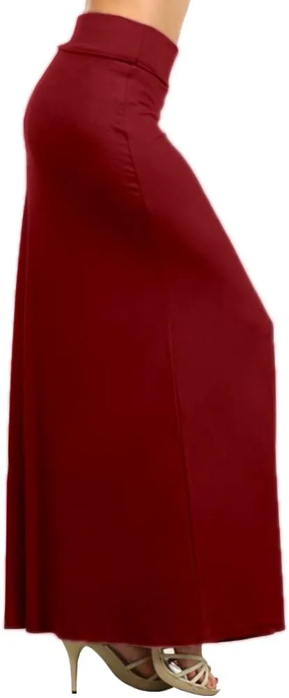 Belle Donne- Maxi Skirt, Women's Maxi Skirt Stretchy Full Length Skirt, Solid Color Long Womens Fall Skirts