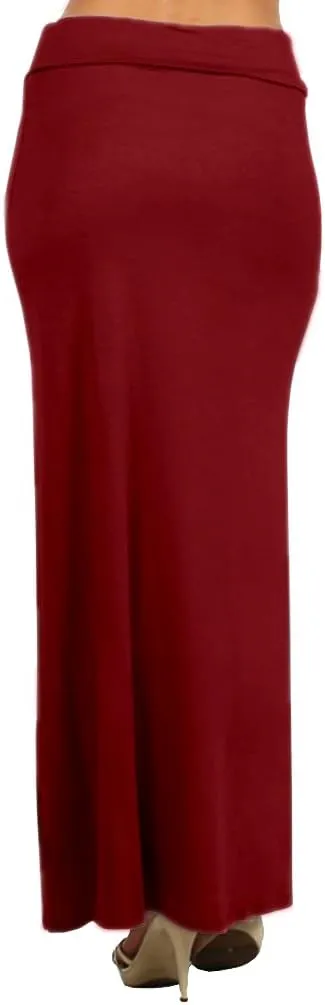 Belle Donne- Maxi Skirt, Women's Maxi Skirt Stretchy Full Length Skirt, Solid Color Long Womens Fall Skirts