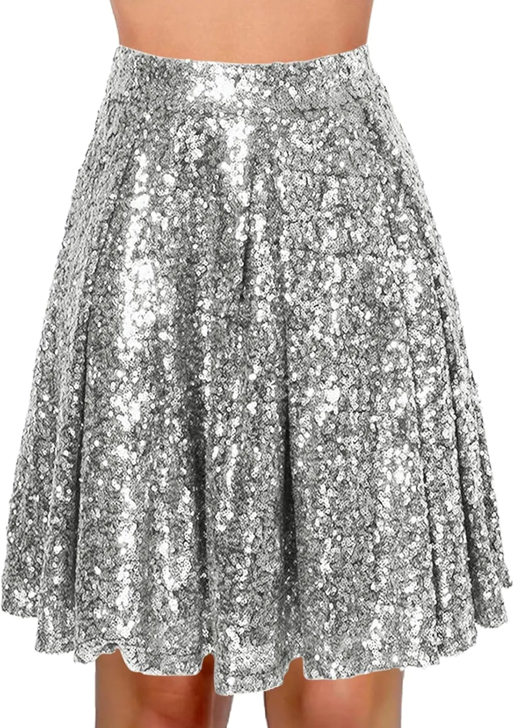 Black Suede Skirt Women's Fashion High Waist Pleated Solid Color Short Skirt Loose Sequin Skirt Pleated Midi