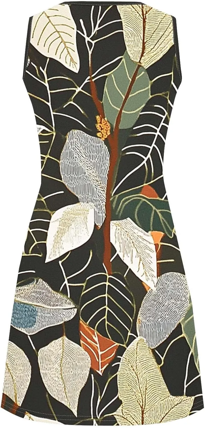 Boho Dresses for Women 2025 Summer Floral Cute Sundress Casual Sleeveless Tank Beach Mini Dress with Pocket