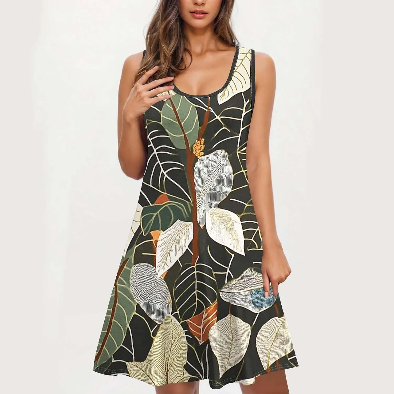 Boho Dresses for Women 2025 Summer Floral Cute Sundress Casual Sleeveless Tank Beach Mini Dress with Pocket