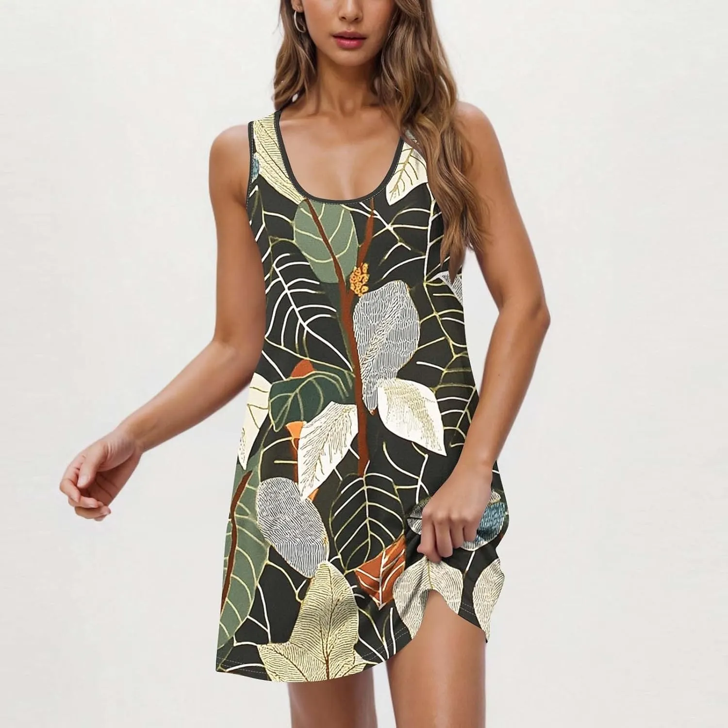 Boho Dresses for Women 2025 Summer Floral Cute Sundress Casual Sleeveless Tank Beach Mini Dress with Pocket
