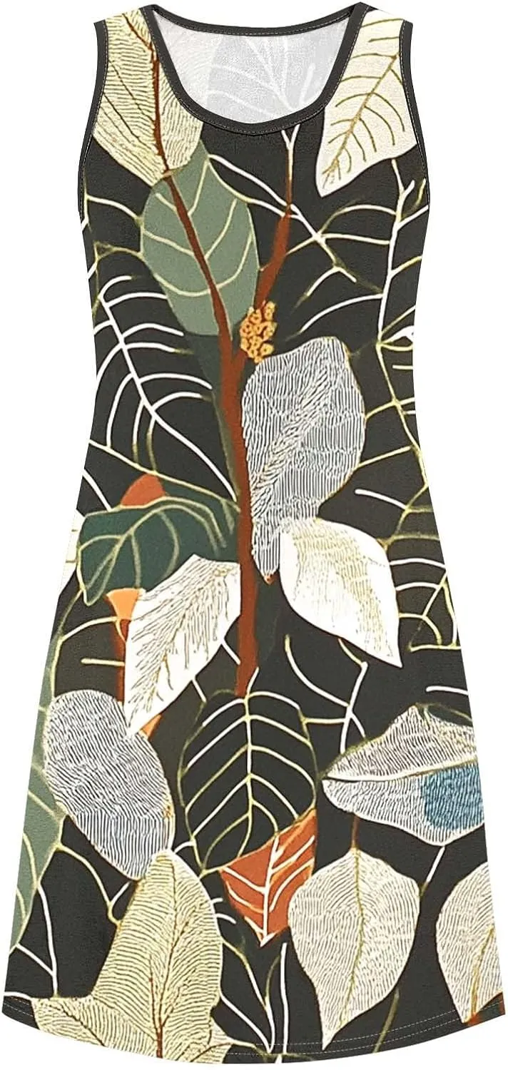 Boho Dresses for Women 2025 Summer Floral Cute Sundress Casual Sleeveless Tank Beach Mini Dress with Pocket