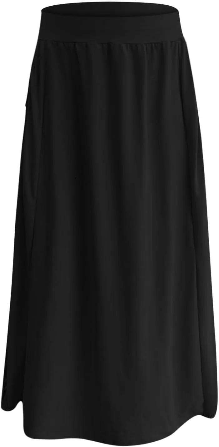 Boho Skirts for Women Comfy Pleated Flowy Long Beach Skirt Lightweight Breathable Soft Elastic Waist Tulle Skirt