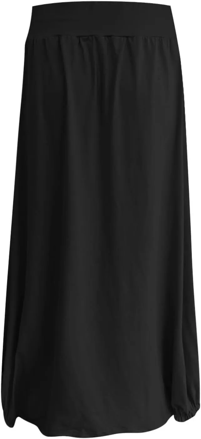 Boho Skirts for Women Comfy Pleated Flowy Long Beach Skirt Lightweight Breathable Soft Elastic Waist Tulle Skirt