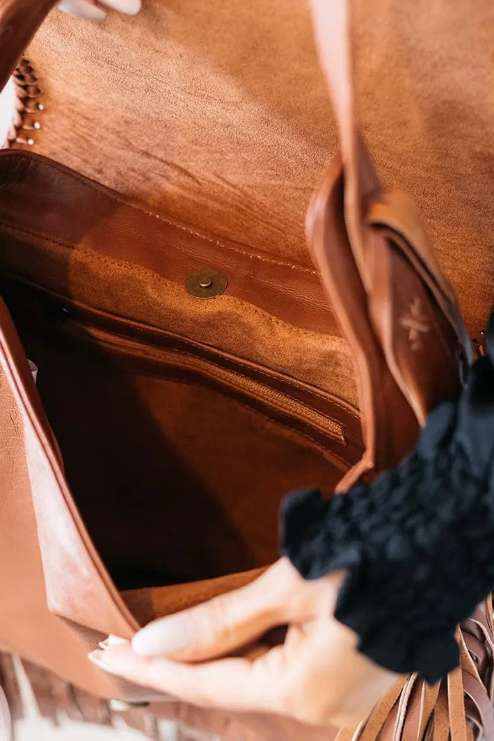 BUFFALO FRINGE SADDLE BAG VINTAGE BROWN