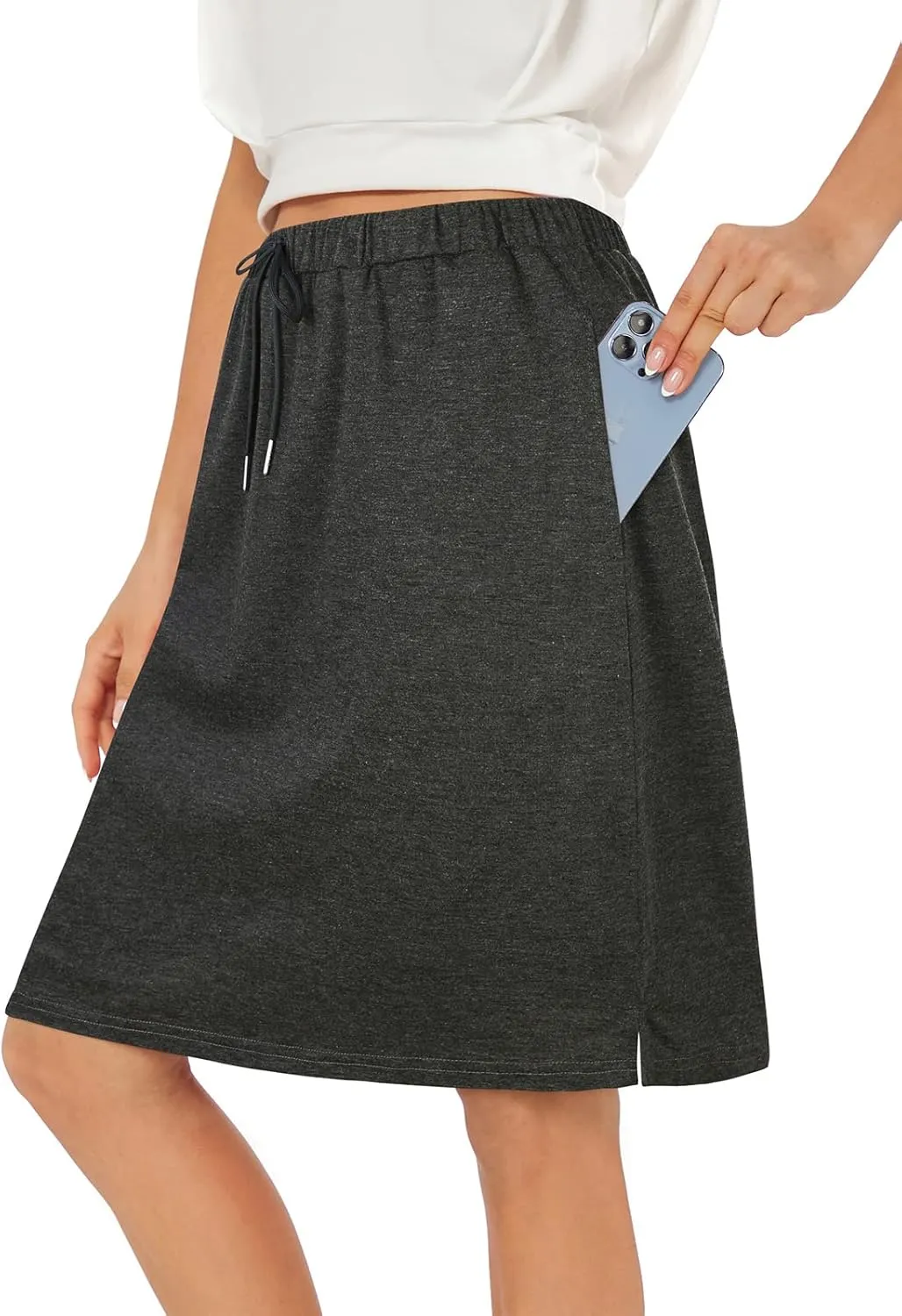 Century Star Tennis Skirts for Women with Pockets Golf Knee Length Skorts Athletic Sports Drawstring Waist Skirts with Shorts