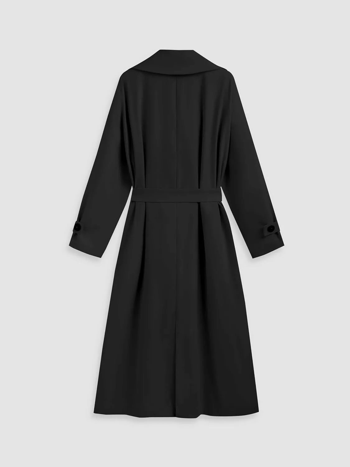 CIDER Oversized Solid Collar Long Trench Coat With Belt