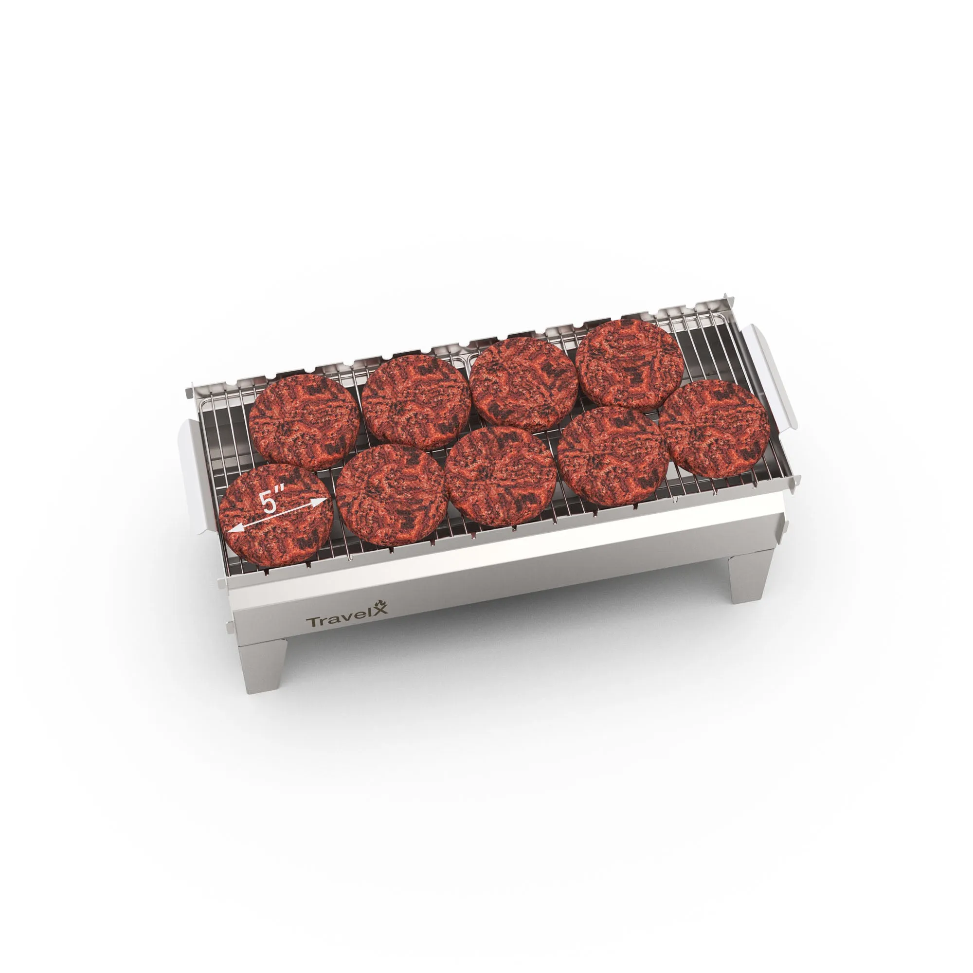 Collapsible Charcoal Grill | Sleek BBQ Camping Stove | Low Profile Foldable Grill | Stainless Steel Tabletop Grill | TravelX S03