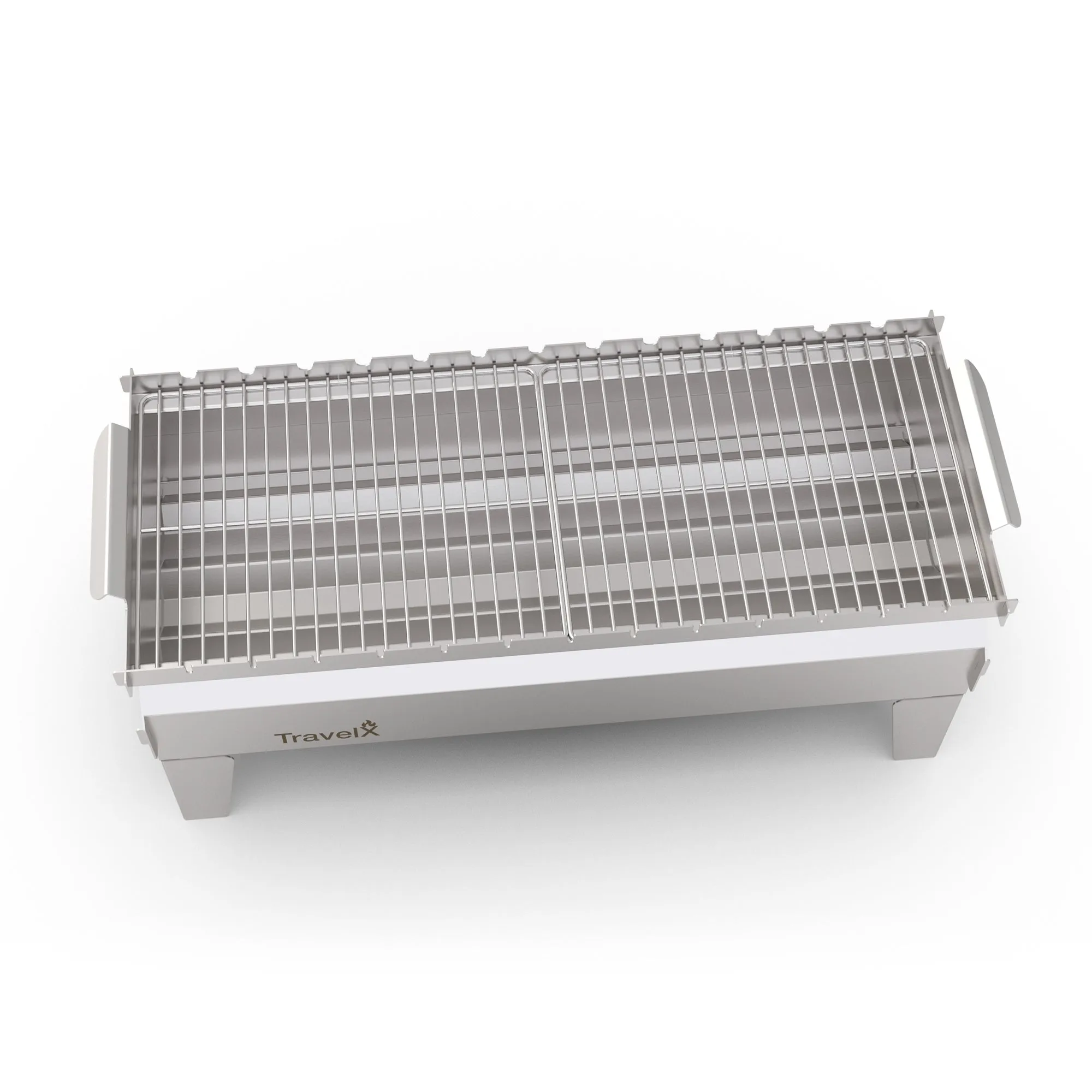 Collapsible Charcoal Grill | Sleek BBQ Camping Stove | Low Profile Foldable Grill | Stainless Steel Tabletop Grill | TravelX S03