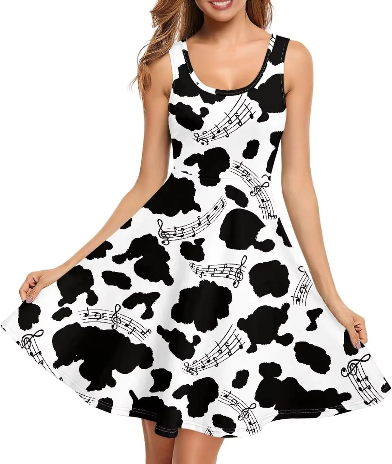 Coloranimal Women Dresses A Line Skater XS-4XL Plus Size Summer Sleeveless Casual Sundresses