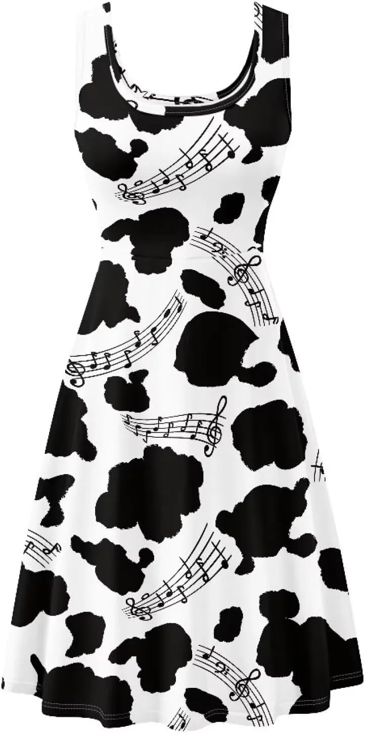 Coloranimal Women Dresses A Line Skater XS-4XL Plus Size Summer Sleeveless Casual Sundresses