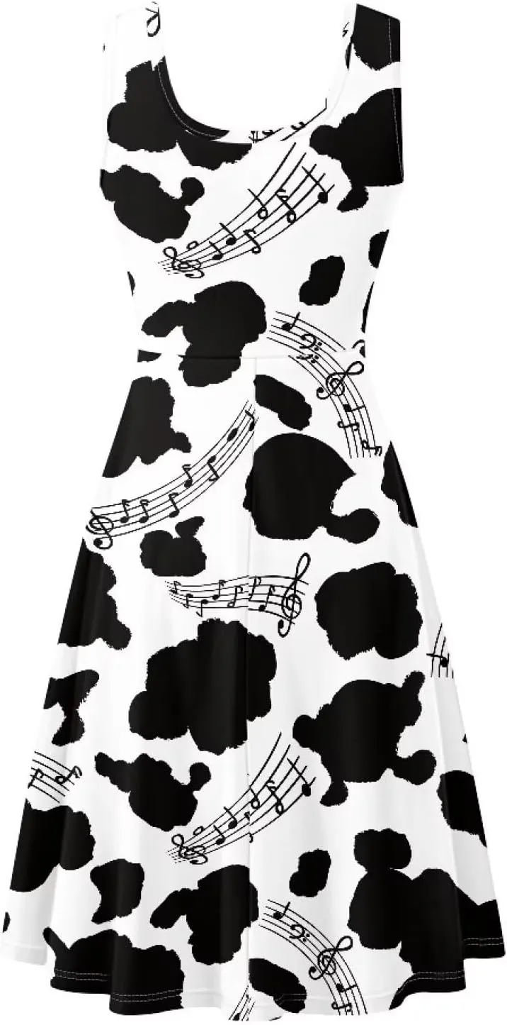 Coloranimal Women Dresses A Line Skater XS-4XL Plus Size Summer Sleeveless Casual Sundresses