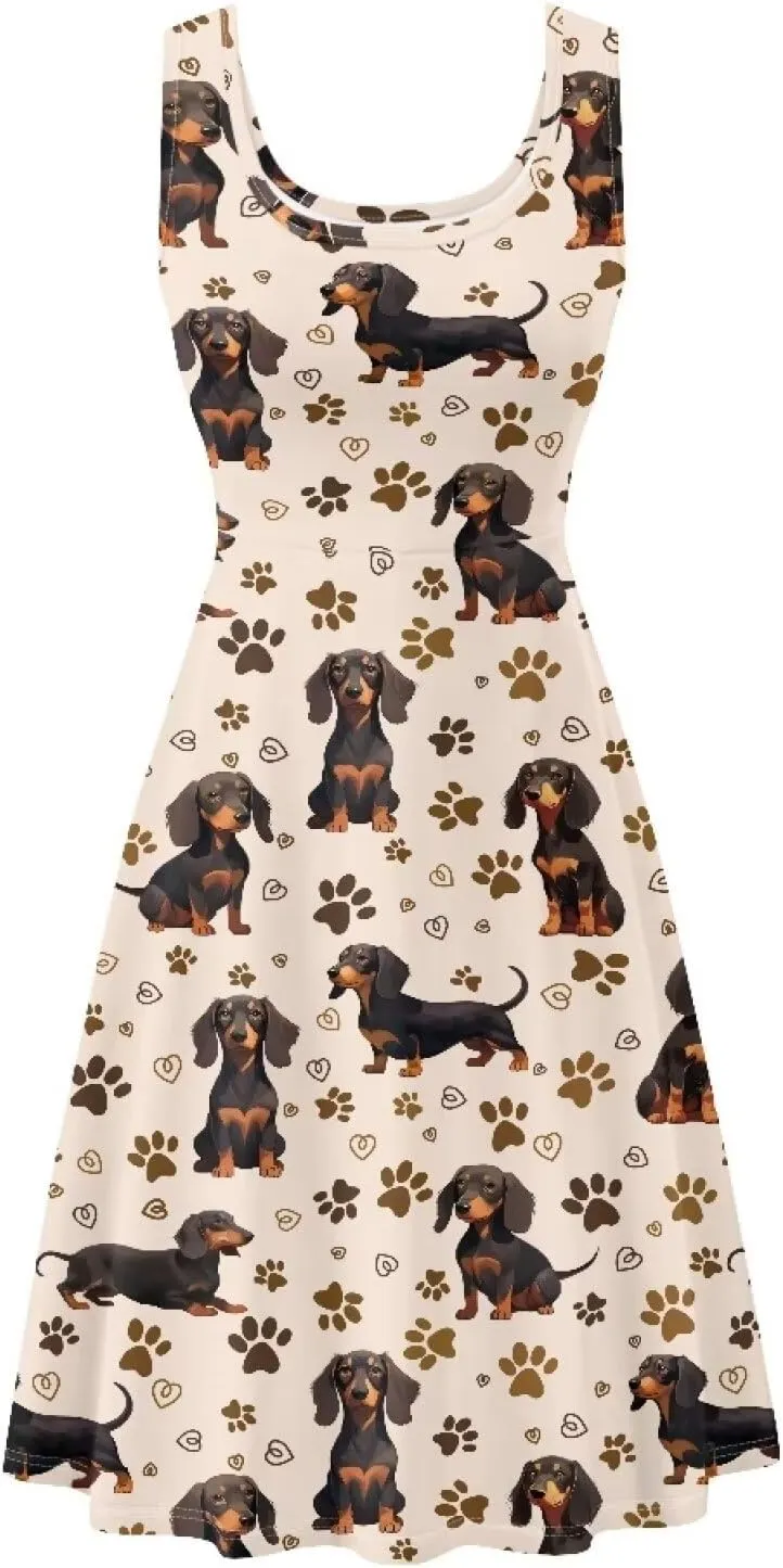 Coloranimal Women Dresses A Line Skater XS-4XL Plus Size Summer Sleeveless Casual Sundresses