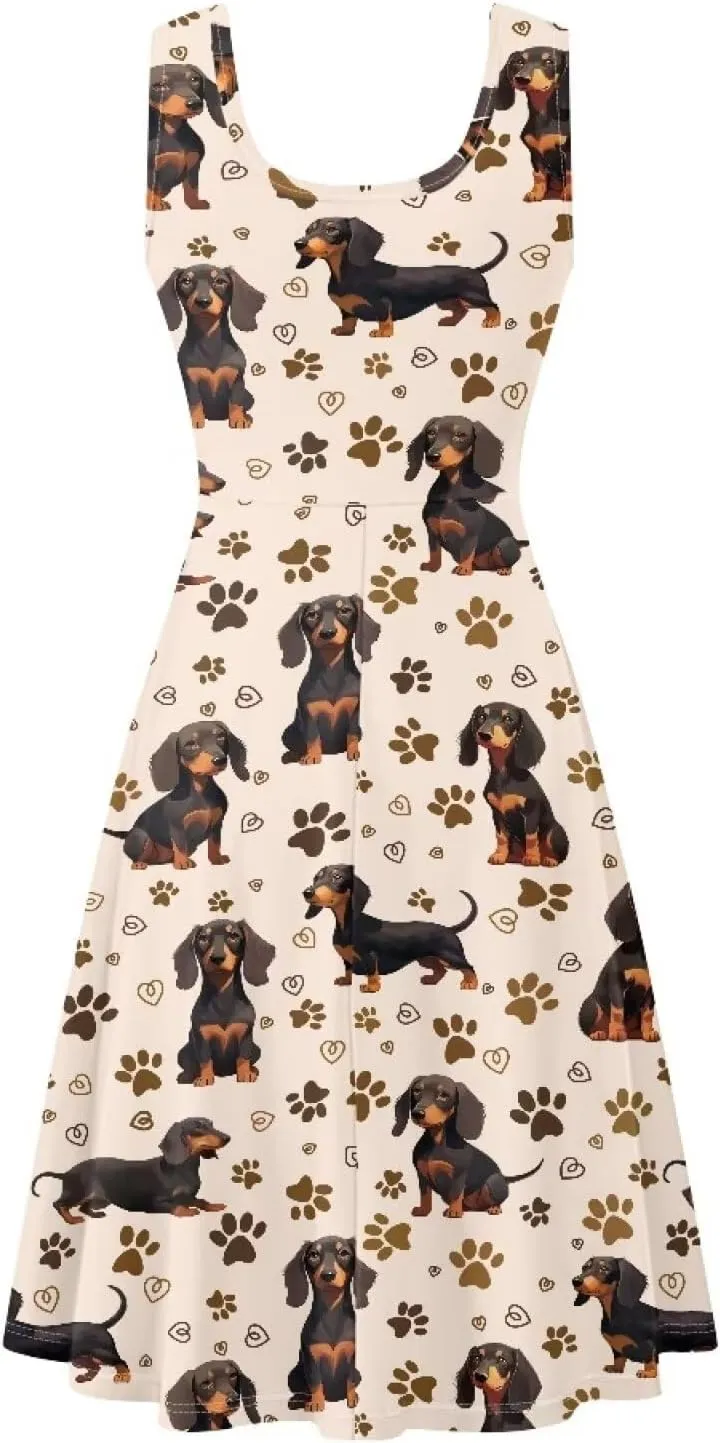 Coloranimal Women Dresses A Line Skater XS-4XL Plus Size Summer Sleeveless Casual Sundresses