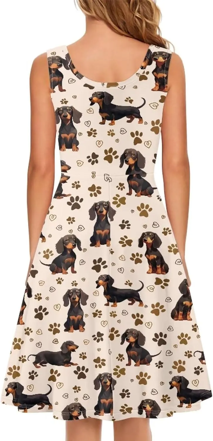 Coloranimal Women Dresses A Line Skater XS-4XL Plus Size Summer Sleeveless Casual Sundresses
