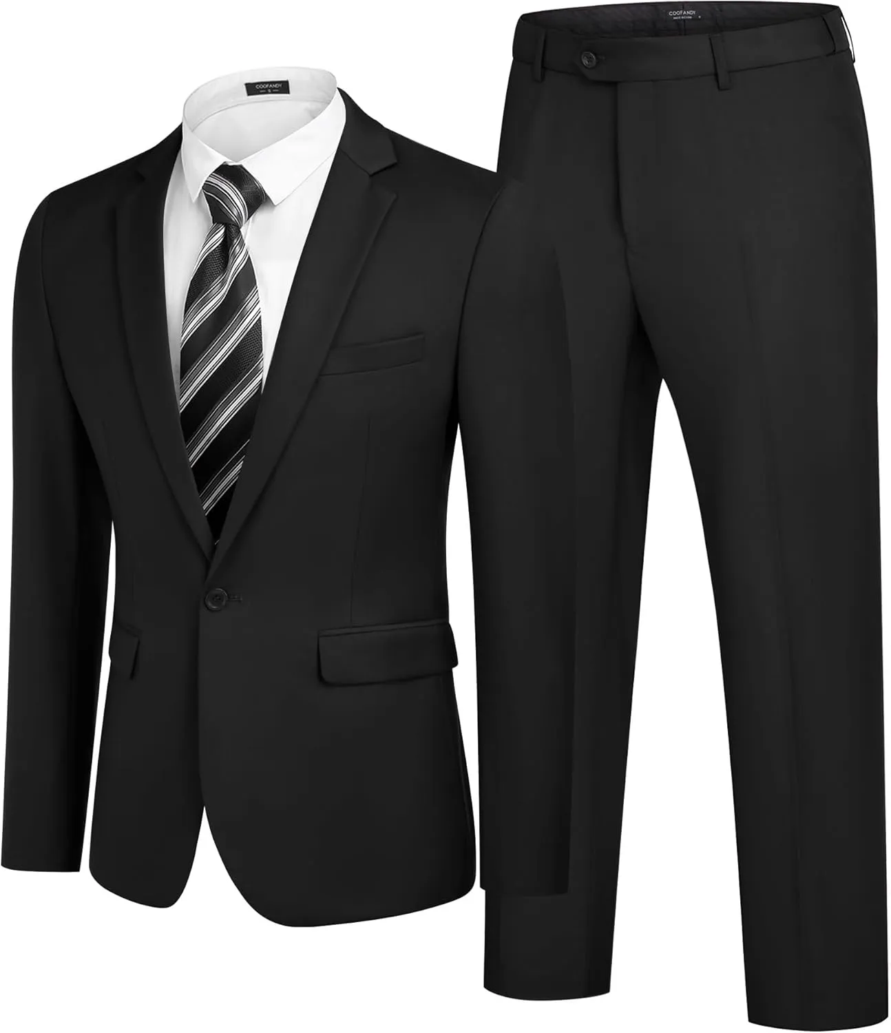 COOFANDY Men 2 Piece Suits One Button Blazer Jacket Tuxedo Slim Fit Suit Pant
