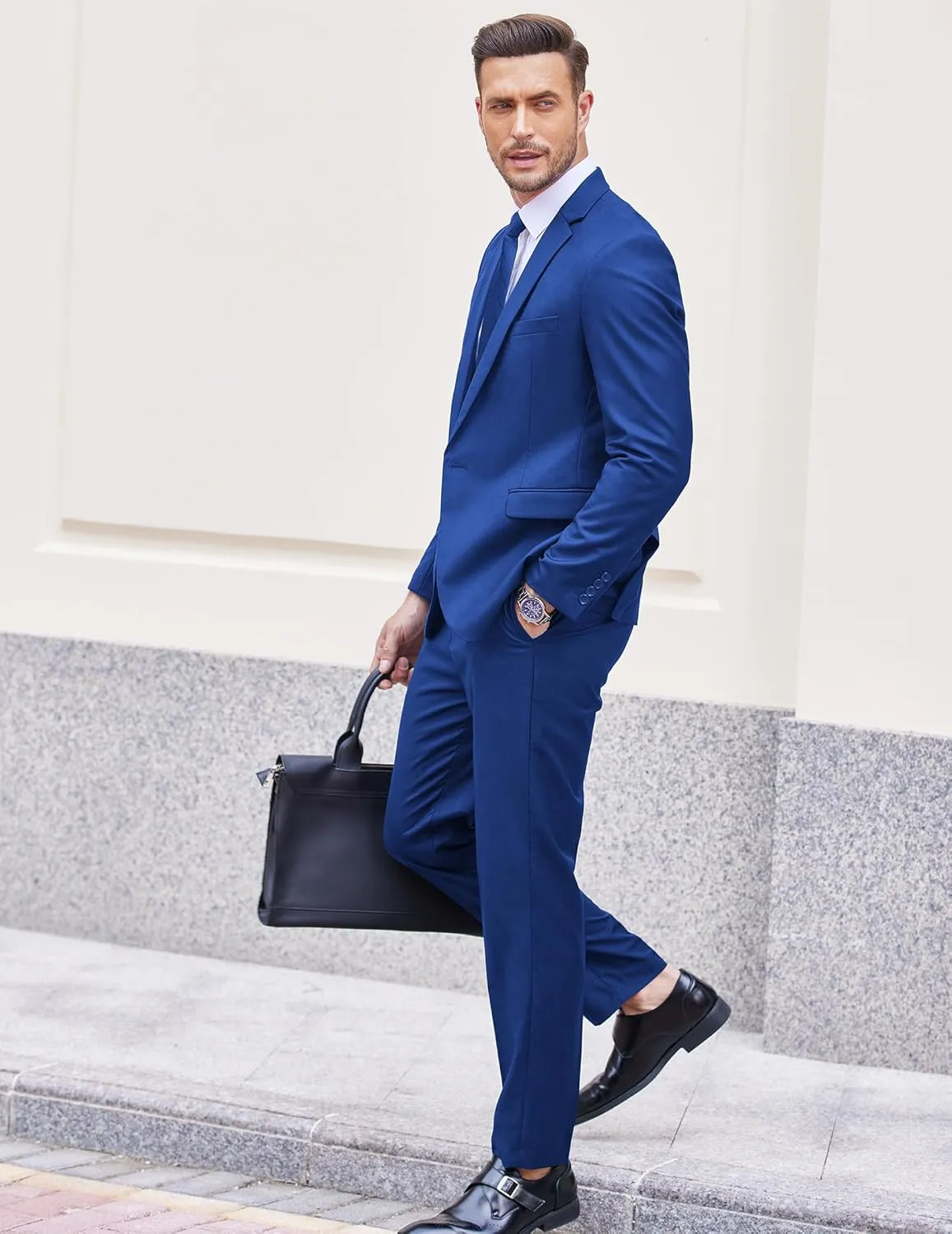 COOFANDY Men 2 Piece Suits One Button Blazer Jacket Tuxedo Slim Fit Suit Pant