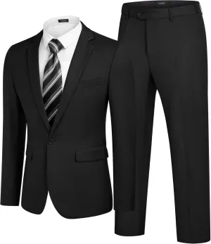 COOFANDY Men 2 Piece Suits One Button Blazer Jacket Tuxedo Slim Fit Suit Pant