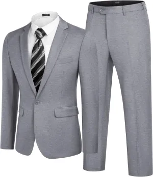 COOFANDY Men 2 Piece Suits One Button Blazer Jacket Tuxedo Slim Fit Suit Pant