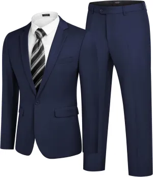 COOFANDY Men 2 Piece Suits One Button Blazer Jacket Tuxedo Slim Fit Suit Pant