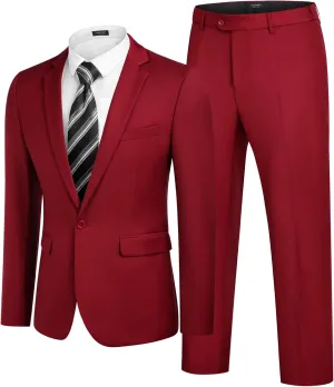 COOFANDY Men 2 Piece Suits One Button Blazer Jacket Tuxedo Slim Fit Suit Pant