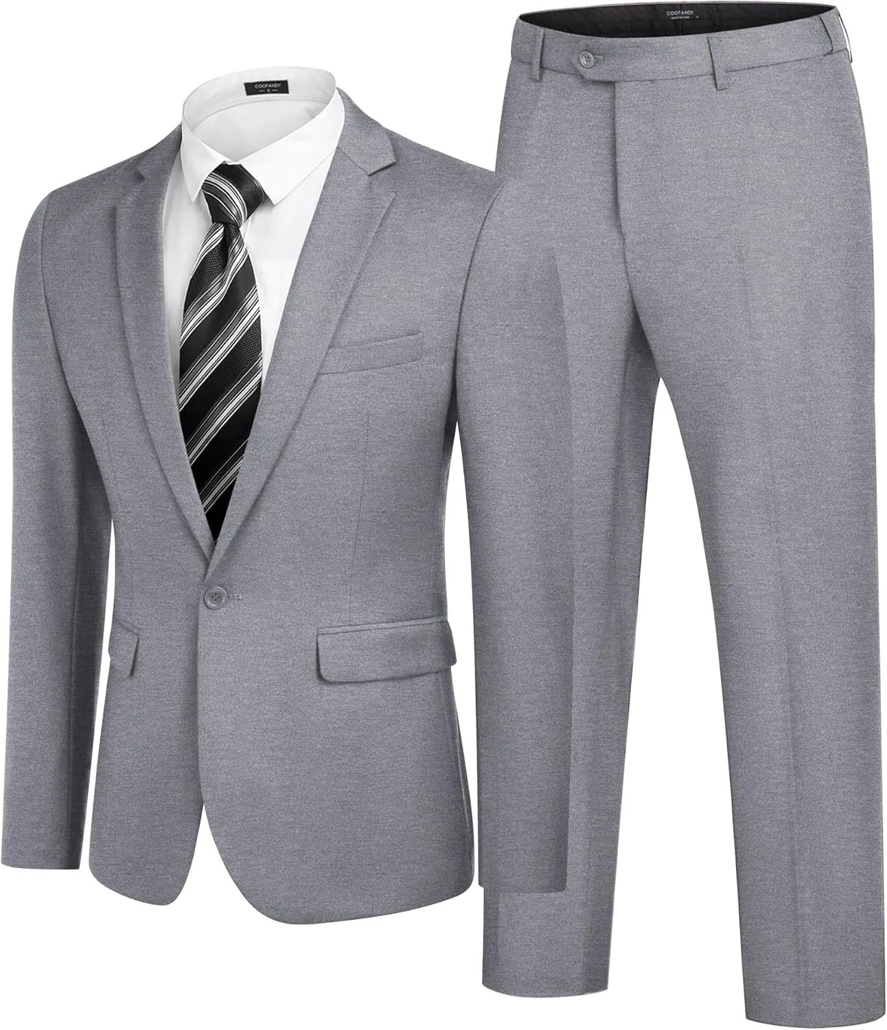 COOFANDY Men 2 Piece Suits One Button Blazer Jacket Tuxedo Slim Fit Suit Pant