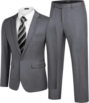 COOFANDY Men 2 Piece Suits One Button Blazer Jacket Tuxedo Slim Fit Suit Pant