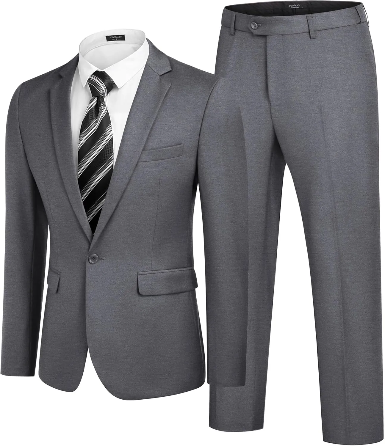 COOFANDY Men 2 Piece Suits One Button Blazer Jacket Tuxedo Slim Fit Suit Pant