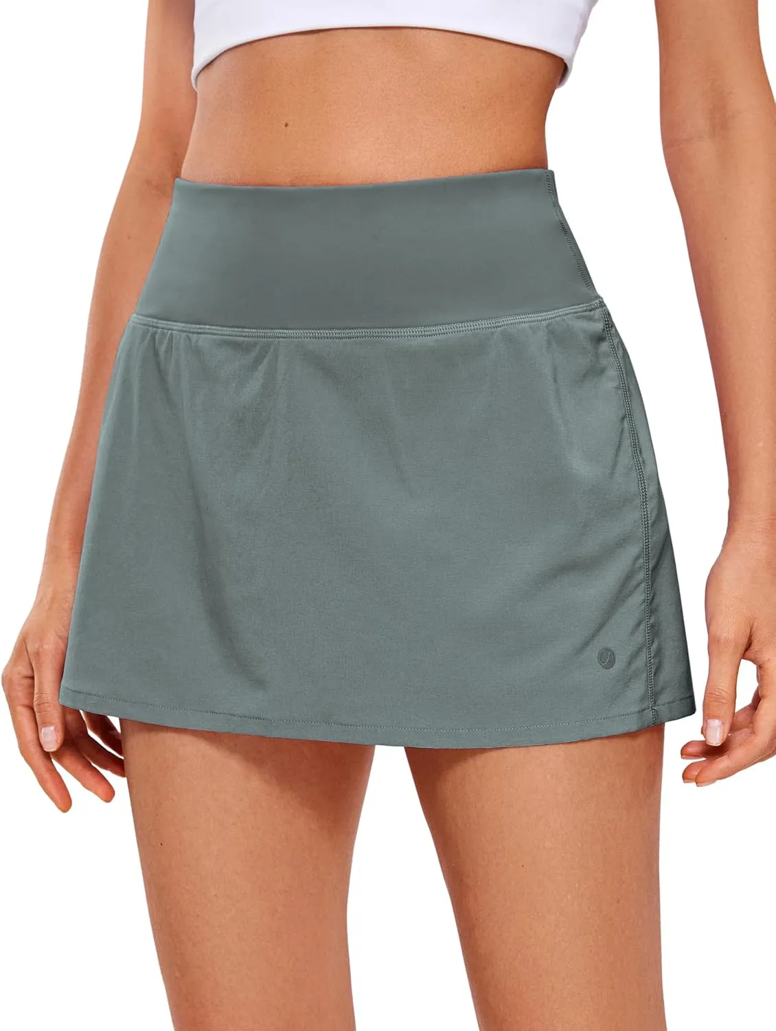 CRZ YOGA Pleated Tennis Skorts Skirts for Women with Pockets 13'' - High Waisted Golf Skirts Workout Casual Skirts