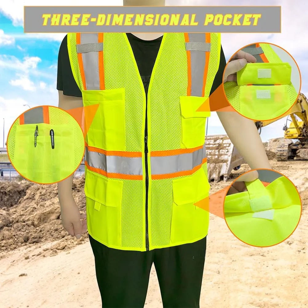 Custom Logo Safety Vest(S,M,L,XL,2XL,3XL,4XL) High Visibility Reflective Safety Vests Class 2