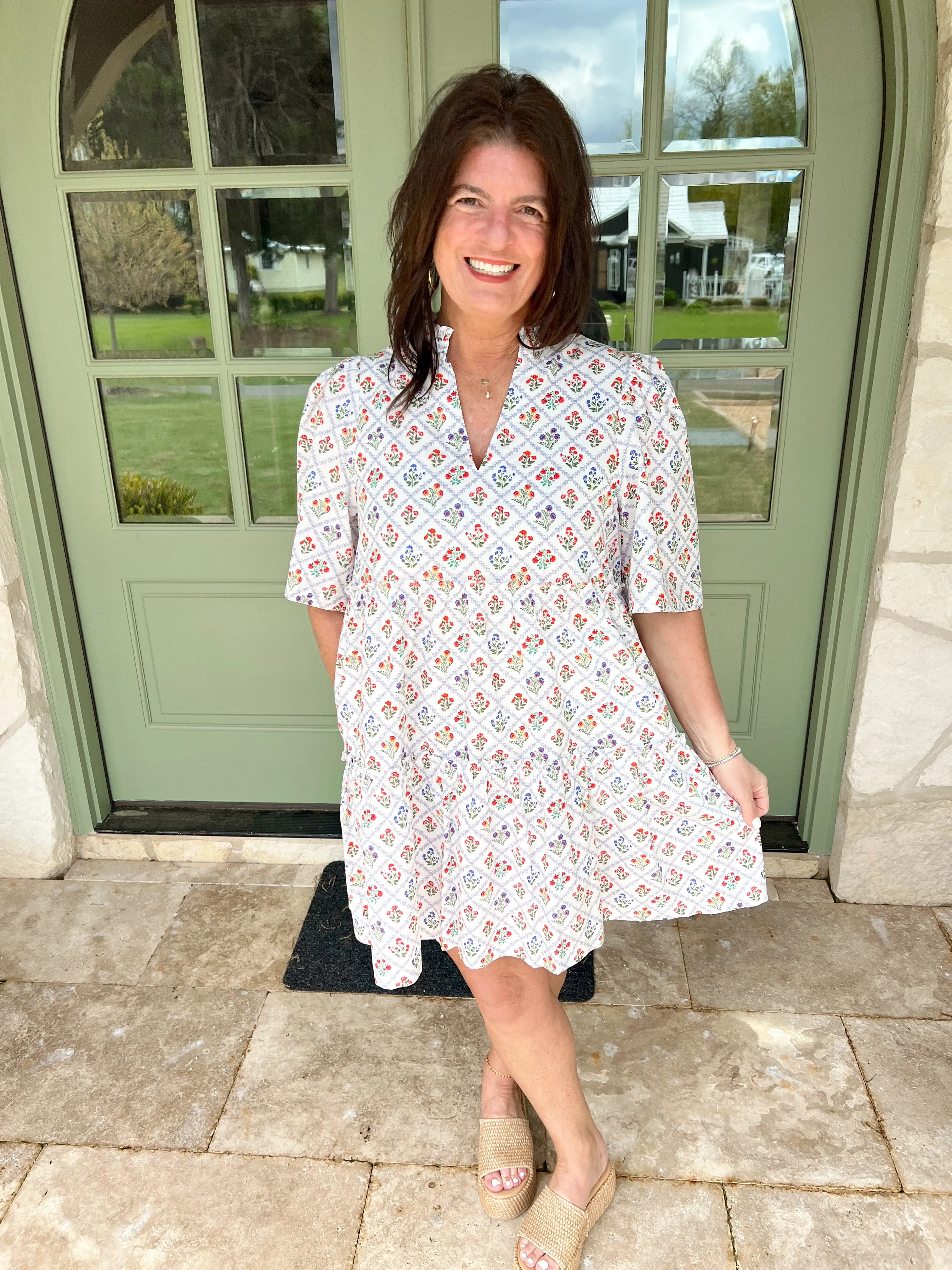 Dixie Split Neck Shift Dress