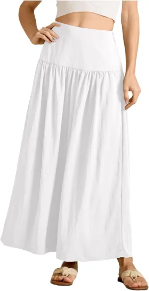 Elastic Waistband Long Beach Skirt Elegant Swinging Layered White Dress Women Beach Fashion for Women Black Skirt