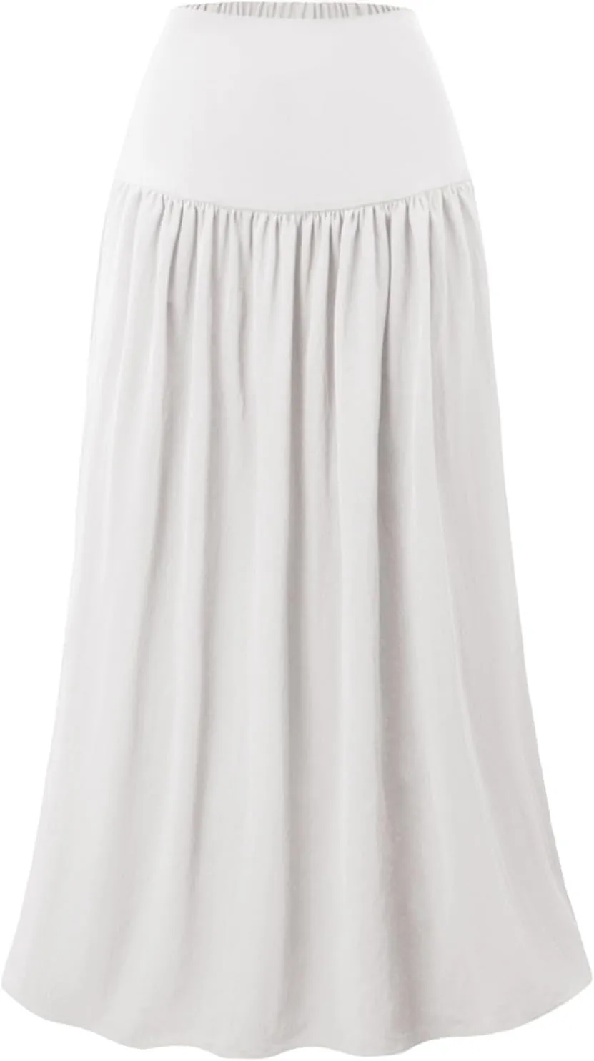 Elastic Waistband Long Beach Skirt Elegant Swinging Layered White Dress Women Beach Fashion for Women Black Skirt