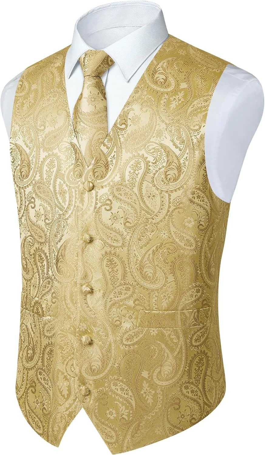 Enlision Suit Vest for Men Formal Paisley Mens Vests Dress Tie and Pocket Square Cufflinks Set Waistcoat Wedding Business