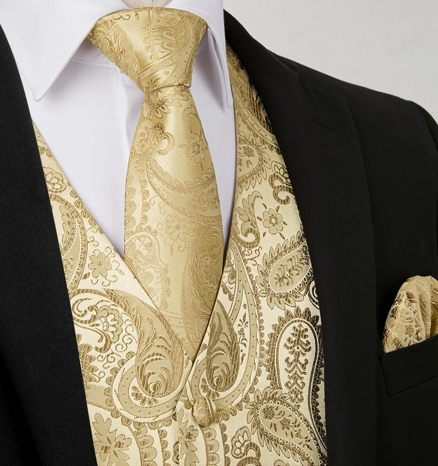 Enlision Suit Vest for Men Formal Paisley Mens Vests Dress Tie and Pocket Square Cufflinks Set Waistcoat Wedding Business