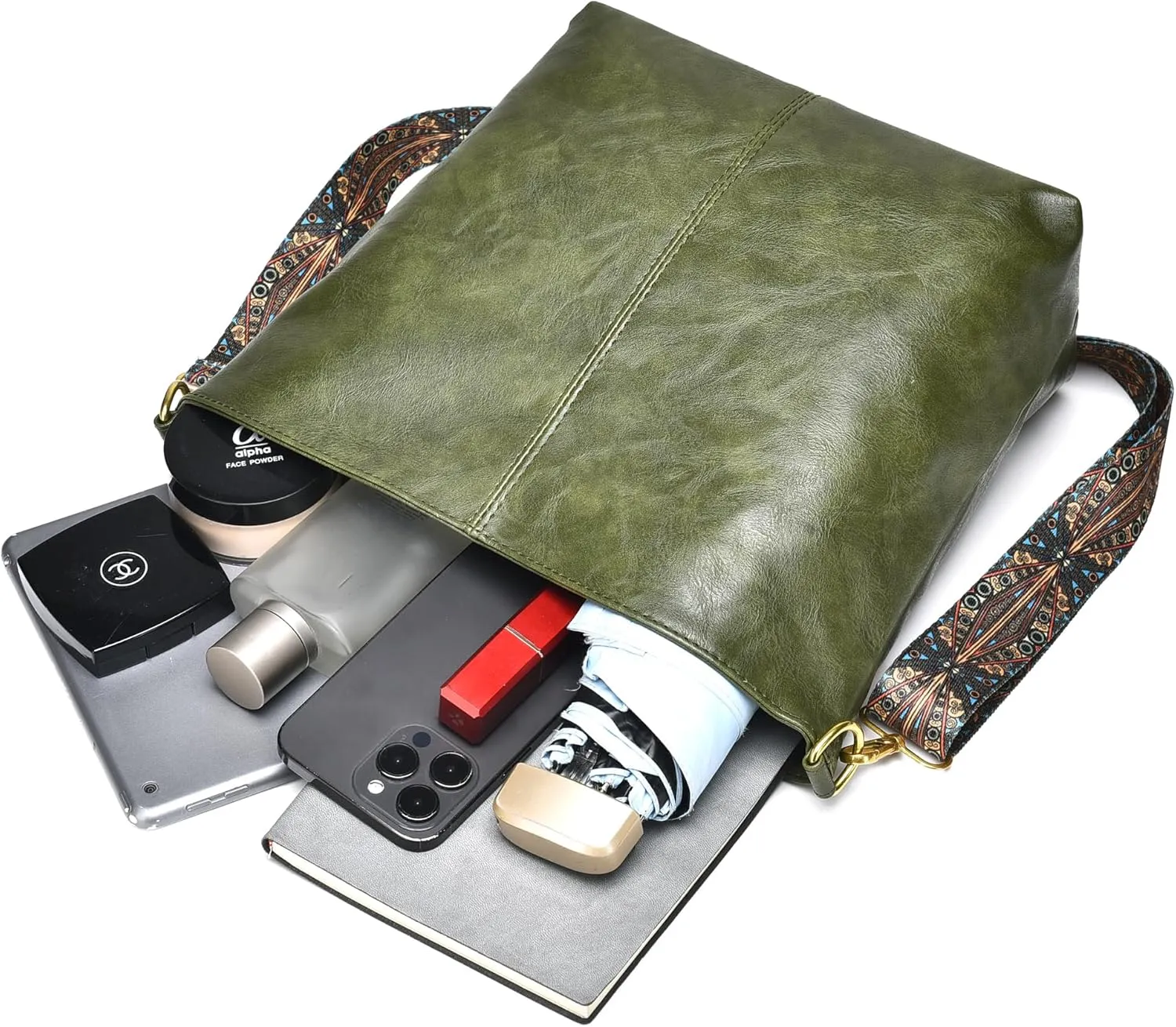 Fashion Hobo Crossbody Bag for Women Genuine Leather Shoulder Purse with Guitar Strap for Casual or Work Use