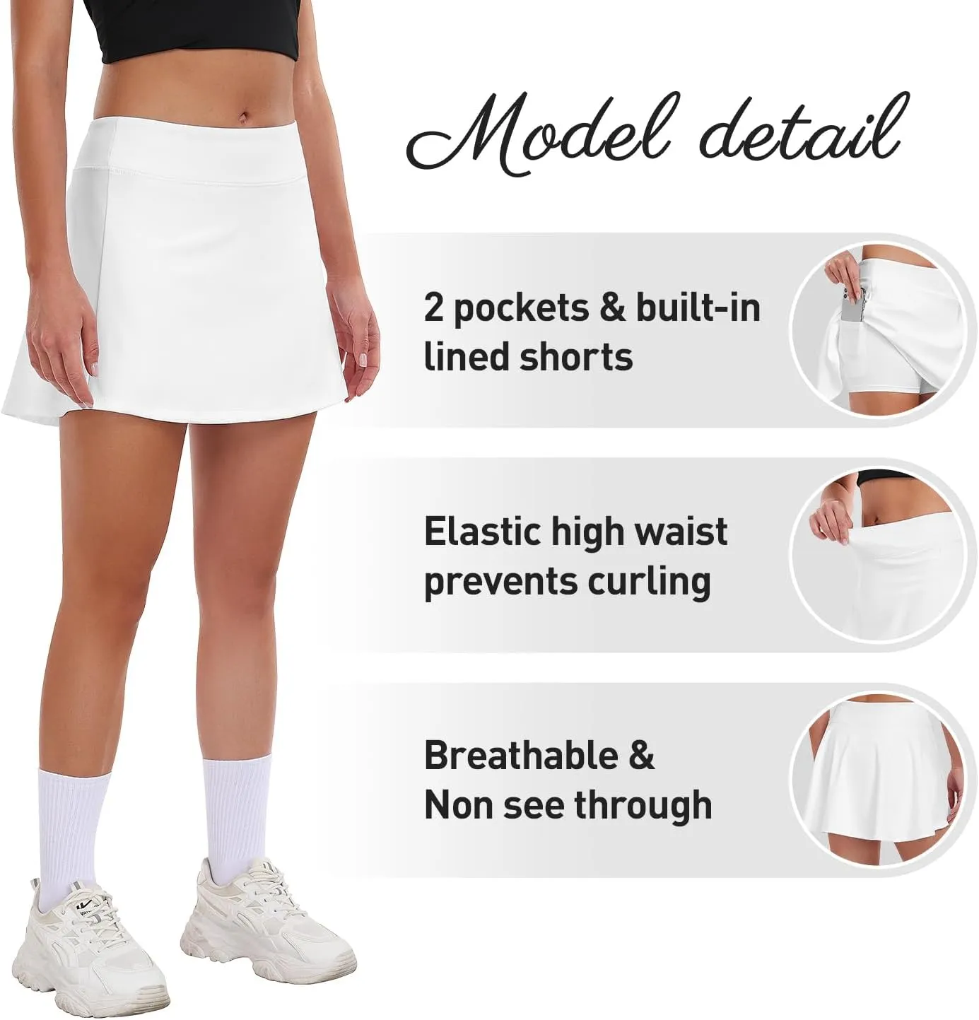 Femdouce 1-2 Pack Womens Athletic Tennis Skirts with Pockets High Waisted Golf Skort Skirts Workout Lightweight Golf Skirt