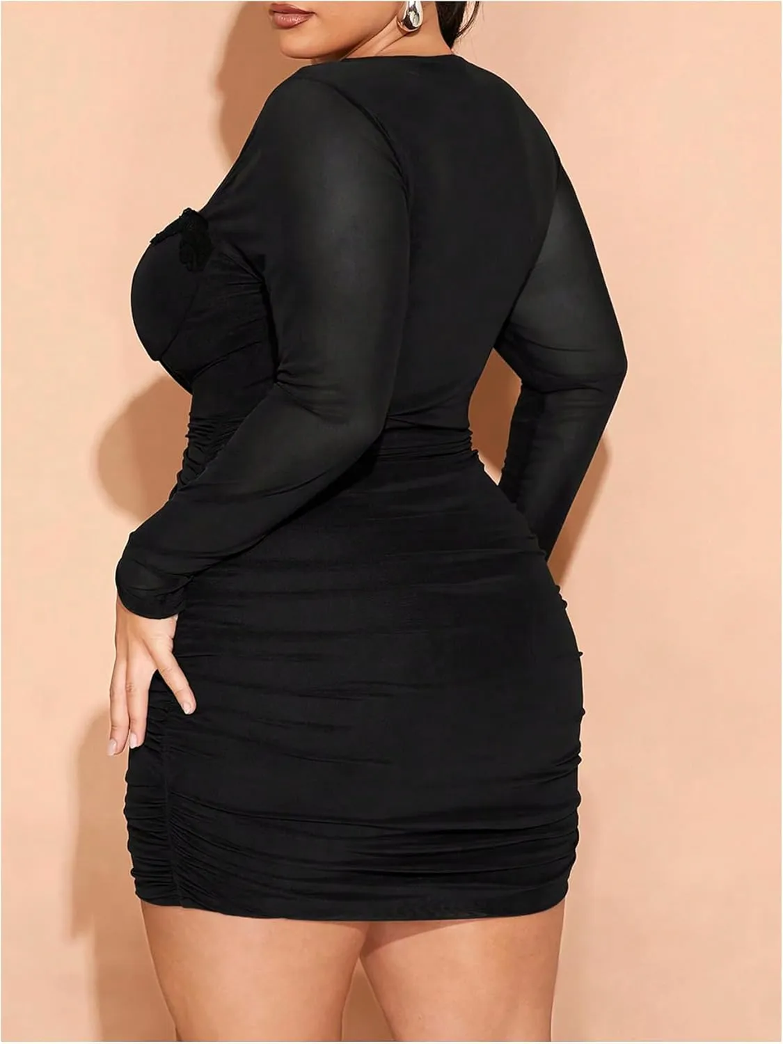 Floerns Women's Plus Size Sweetheart Neck Mini Dress Lace Trim Bodycon Dresses