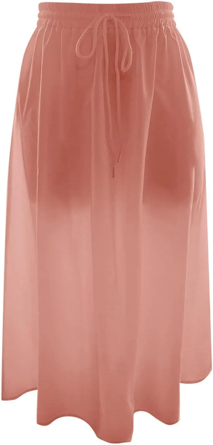 Flowy Long Skirts for Women Boho Floral Elastic High Waisted Tiered Pleated Summer Beach Vacation A Line Maxi Skirt