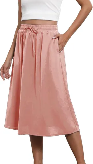 Flowy Long Skirts for Women Boho Floral Elastic High Waisted Tiered Pleated Summer Beach Vacation A Line Maxi Skirt