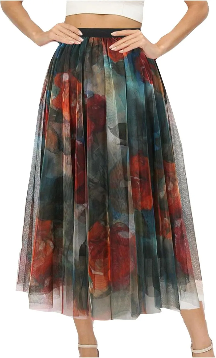 for Women Floral Graphic Maxi Long Midi Knee High Loose Fit Mesh Skorts Women 2025 Trendy Y2K